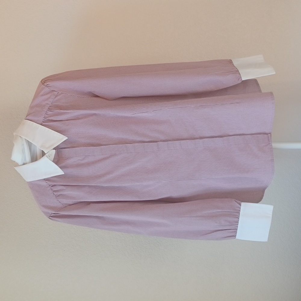 3/$25 SALE Apt 9 Long Sleeve Button Down Bankers Shirt Pink Pin Stripe, Womens L